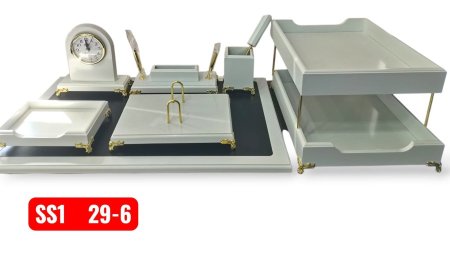 طقم مكتب خشب أبيض بتصميم أنيق